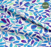 Sulu Boya Mavi Mor Tonlarında Sarmaşık Desenli Dijital Baskılı Kumaş